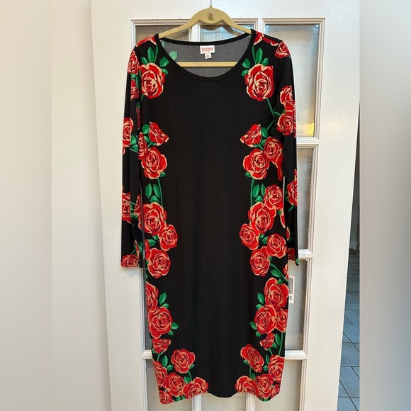 LuLaRoe Debbie Elegant Collection Metallic Rose Floral Midi Dress Size XL NWT - Picture 11 of 11